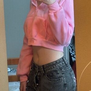 Pink Cropped Hoodie